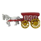 Cast Iron Horse-Drawn Ice Wagon Toy