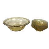 6 Pc Yellow Floral Depression Glass Bowl Set