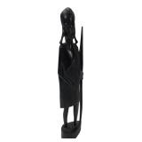 Carved Wood African Warrior Figure 12.5 H
