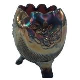 Amethyst Carnival Glass Footed Toothpick Holder