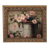 Framed Pink Roses Still Life Artwork