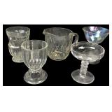 Assorted Clear & Iridescent Glassware Lot 5pc
