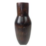 Turned Dark Wood Vase with Metal Liner 12" H