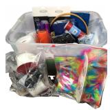 Mixed Craft Supplies Lot Ribbons Feathers