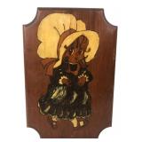 Folk Art Painted Wood Wall Plaque