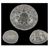 Clear Pressed Glass Ashtray & Two Small Bowls
