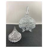 Clear Glass Footed Lidded Candy Dish