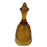 Amber Pressed Glass Floral Bell 5.5"H