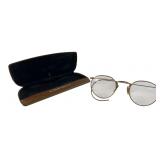 Vintage Round Wire-Rim Eyeglasses & Case