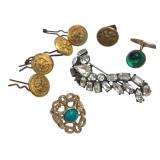 Mixed Lot Costume Jewelry & Military Buttons
