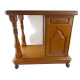 Faux Wood Resin Rolling Side Table