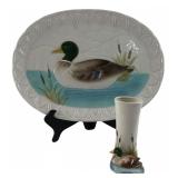 Otagiri Mallard Duck Platter & Vase