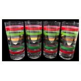 Set of 4 MCM Style Striped Highball Glasses