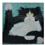 Kim Signed Whimsical Cat Canvas Wall Art
