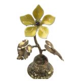Enameled Floral Metal Bell 5.5" H