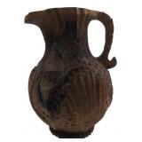 Folk Art Hand-Carved Wooden Pitcher