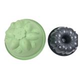 Green Silicone Floral Mold & Metal Bundt Pan