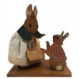 Anne Chamberlain Folk Art Wooden Rabbits 1984