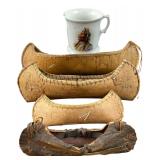 VTG Souvenir Birch Bark Canoes & Indian Mug