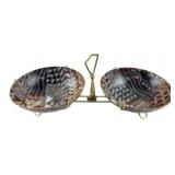 Mid-Century Tribal Pattern Double Dish