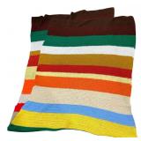 Handmade Striped Crocheted Afghan Blanket 45x116"