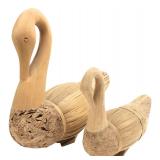 Pair of Philippine Woven Wood Swan Figures