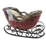 Rustic Faux Wood Decorative Sleigh 10.25"