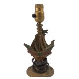 Cast Metal Galleon Ship Figural Lamp Base