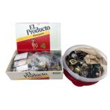 Mixed Button and Sewing Lot in Cigar Box