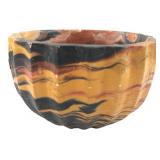 Marbled Agateware Fluted Pottery Bowl