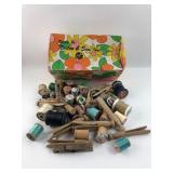 Mixed Lot Wooden Thread Spools & Clothespins