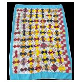 Hand-Quilted Patchwork Scrap Quilt 50x68"
