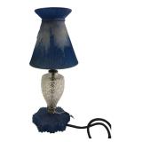 Blue & Clear Pressed Glass Table Lamp