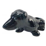 VTG Black Ceramic Dachshund Dog Planter