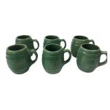 VTG McCoy Green Ceramic Barrel Mugs