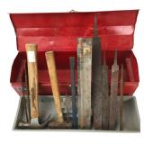 Homak Red Metal Toolbox & Assorted Tools