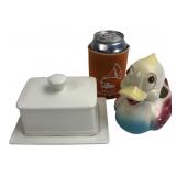 THL Butter Dish & Ceramic Duck Planter