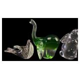 Lot of 3 Art Glass Animal Figurines