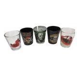 Five Assorted Novelty Souvenir Shot Glasses