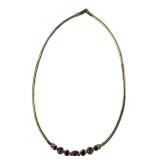 Vintage Gold-Tone Purple Cabochon Necklace