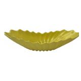 Yellow Ceramic Leaf Pattern Boat Bowl