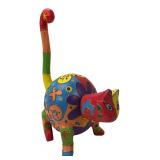 Folk Art Style Painted Cat Coin Bank