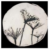 Signed Black Ceramic Botanical Wall Plaque