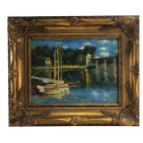 Monet Framed Impressionist Style River Landscape