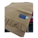 Pendleton Tan Virgin Wool Fringed Scarf 52"