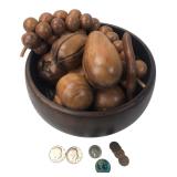 Carved Wooden Fruit Bowl & US Coins