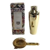 Homestia Gold Tone Cocktail Shaker & Strainer Set