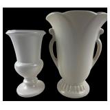 Hull Pottery White Ceramic Vases 8"H & 10"H