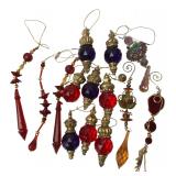 Assorted Red & Purple Faceted Ornaments