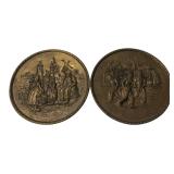 Pair of Dutch Motif Repousse Brass Wall Plaques
